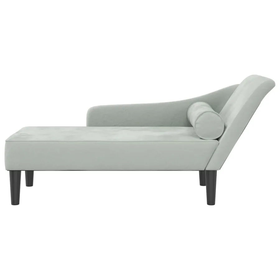 Chaise longue avec coussins gris clair velours - 3