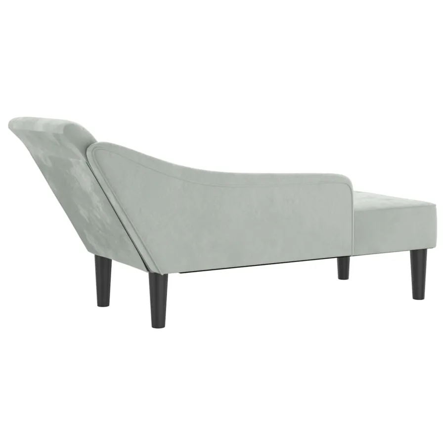 Chaise longue avec coussins gris clair velours - 5
