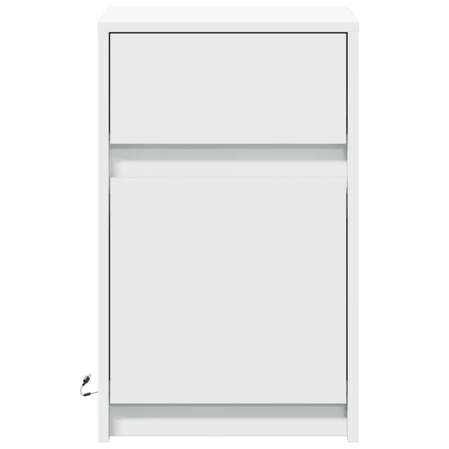 Armoire de chevet avec lumières LED blanc bois d'ingénierie - 6