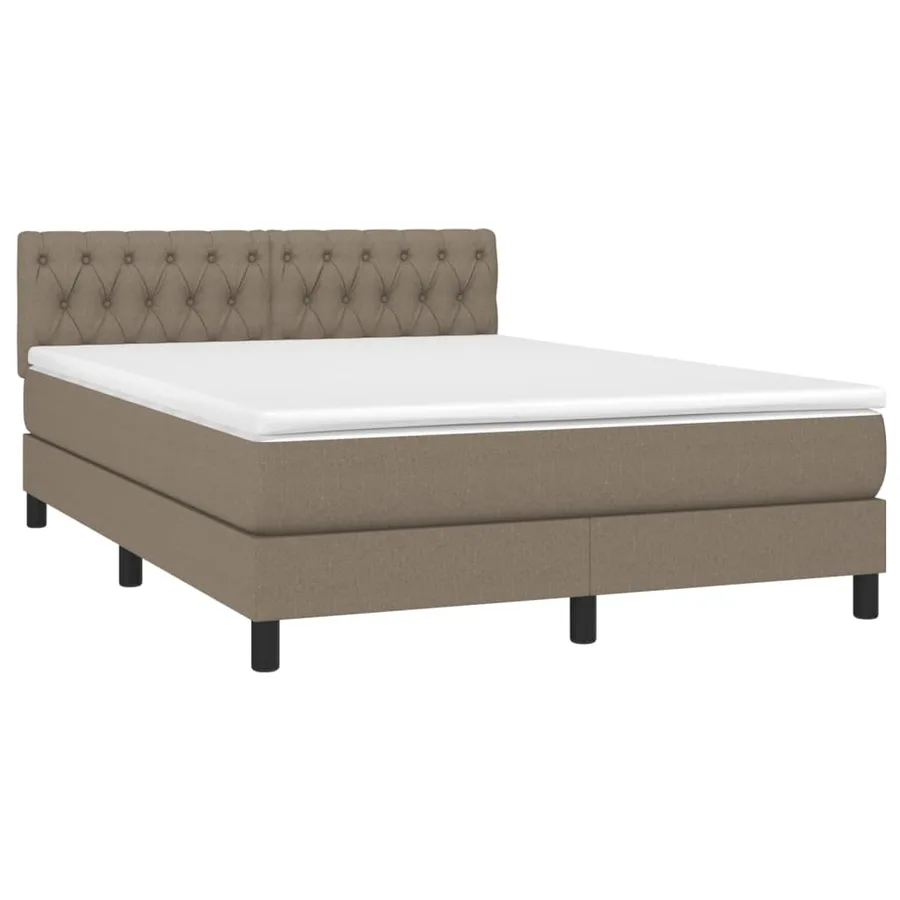 Sommier à lattes de lit avec matelas LED Taupe 140x200 cm Tissu - 3