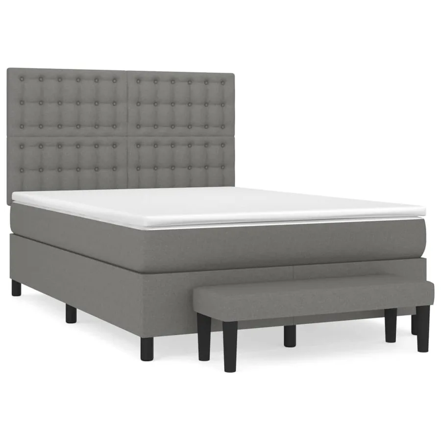 Sommier à lattes de lit avec matelas Gris foncé 140x200cm Tissu - 2