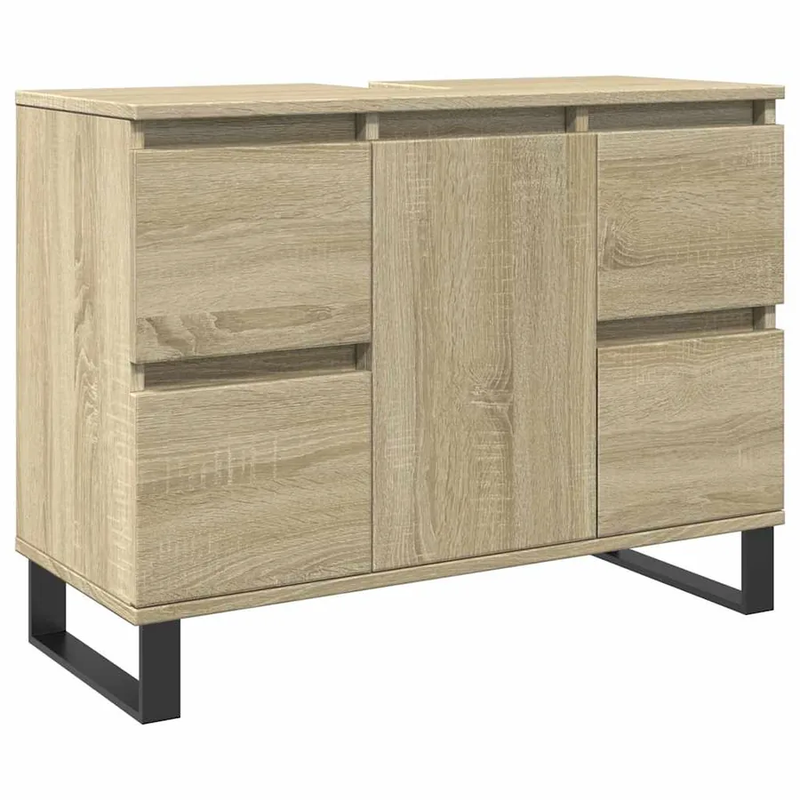 Armoire salle de bain chêne sonoma 80x33x60cm bois d'ingénierie - 2