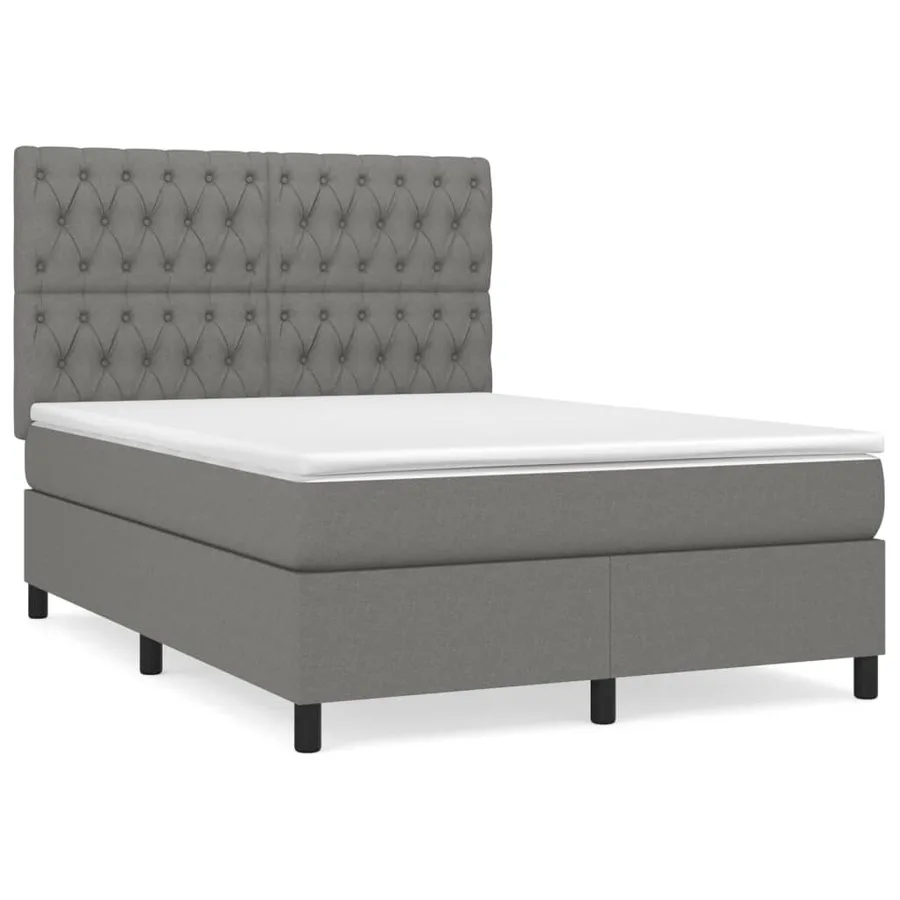 Sommier à lattes de lit avec matelas Gris foncé 140x200cm Tissu - 2