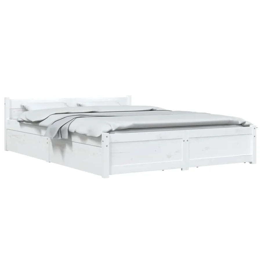 Cadre de lit sans matelas avec tiroirs blanc - 3