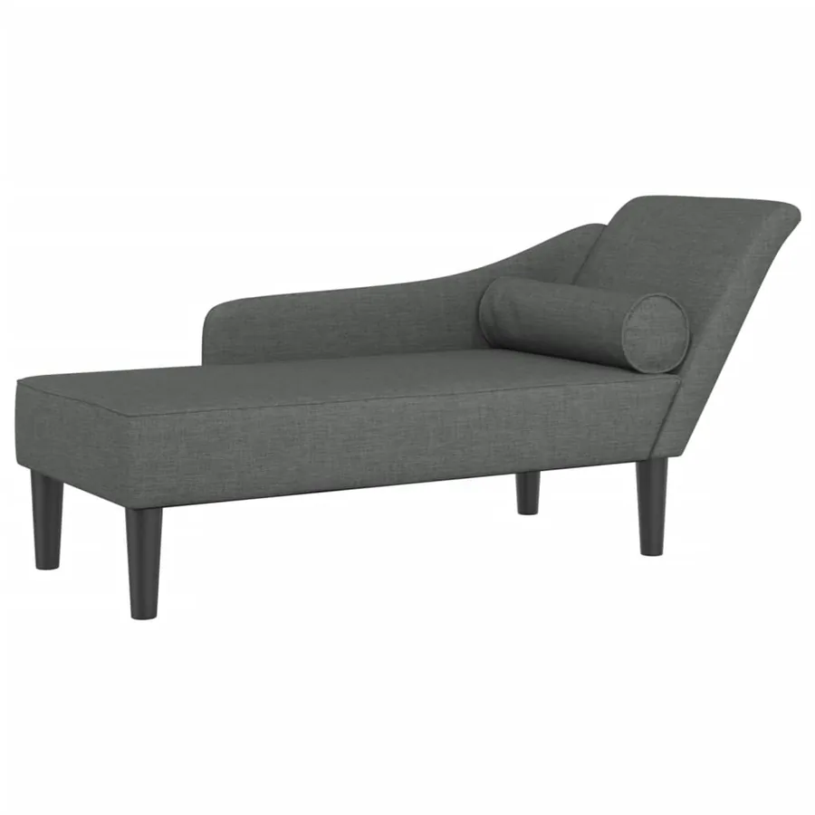Chaise longue avec coussins gris foncé tissu - 2