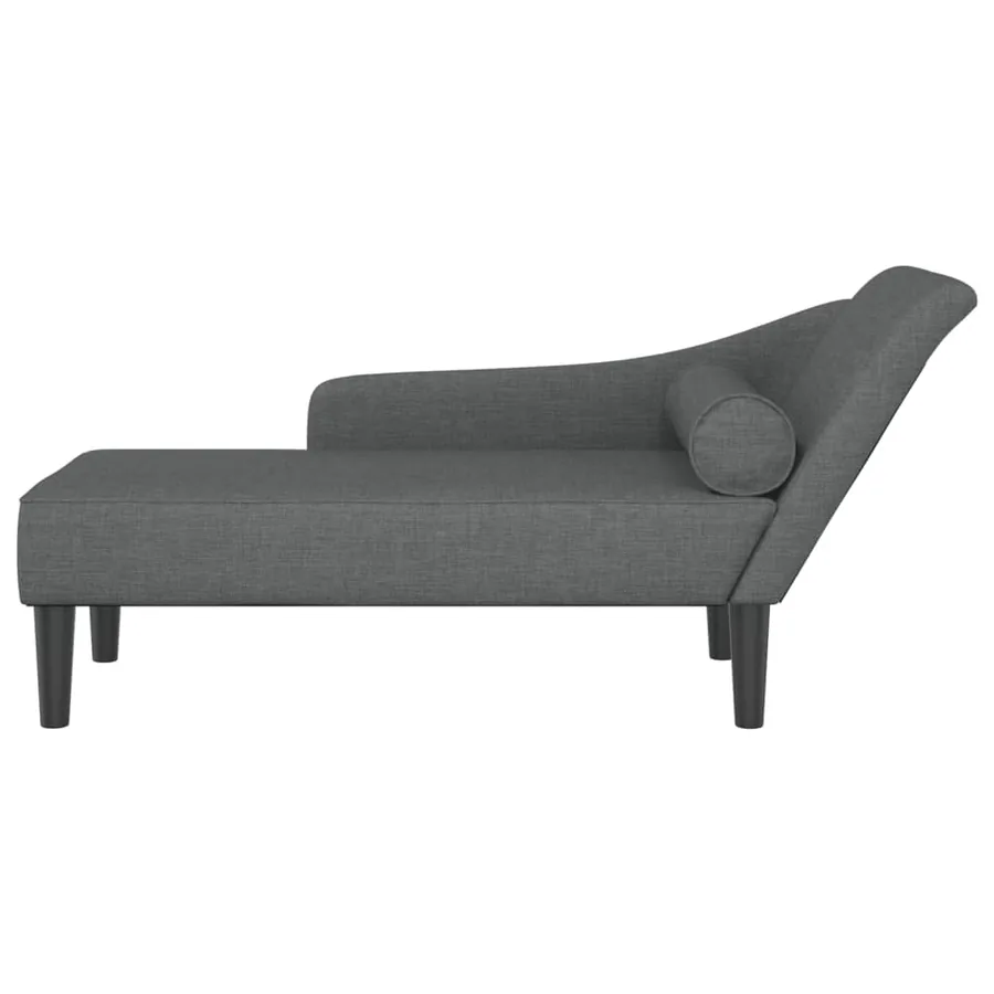 Chaise longue avec coussins gris foncé tissu - 3
