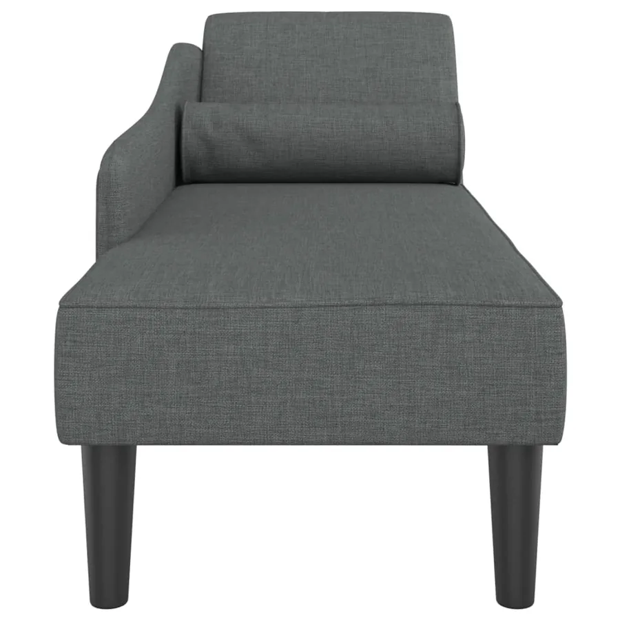 Chaise longue avec coussins gris foncé tissu - 4