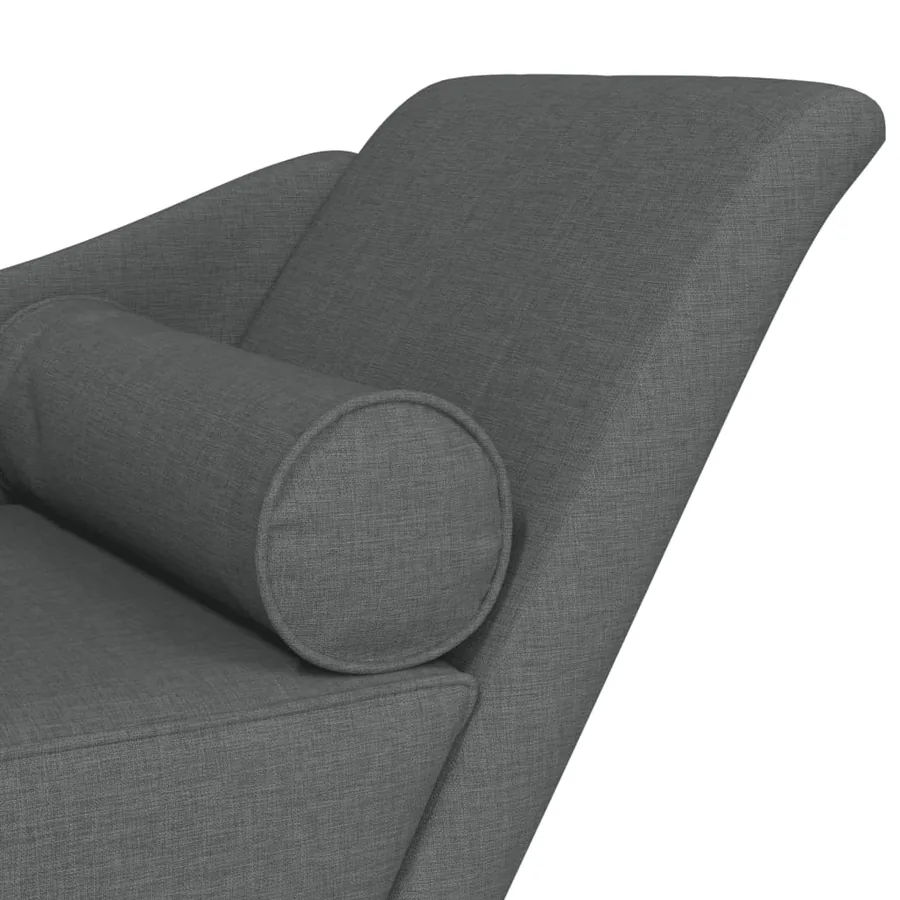 Chaise longue avec coussins gris foncé tissu - 6