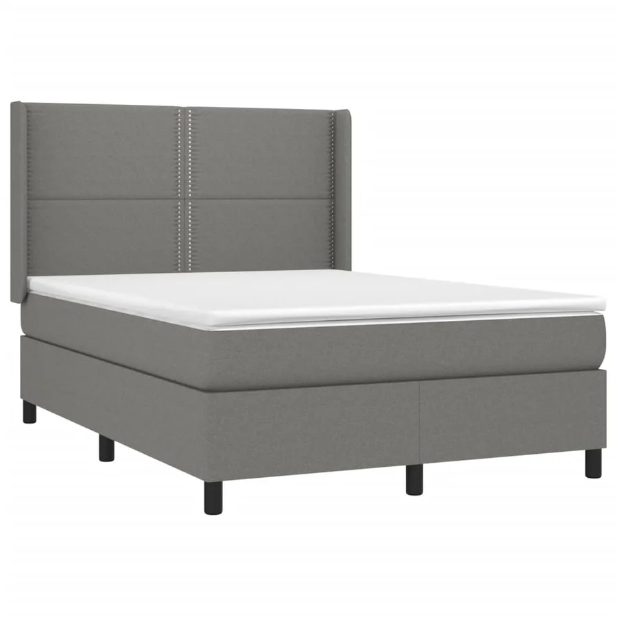 Sommier à lattes de lit matelas LED Gris foncé 140x200 cm Tissu - 4