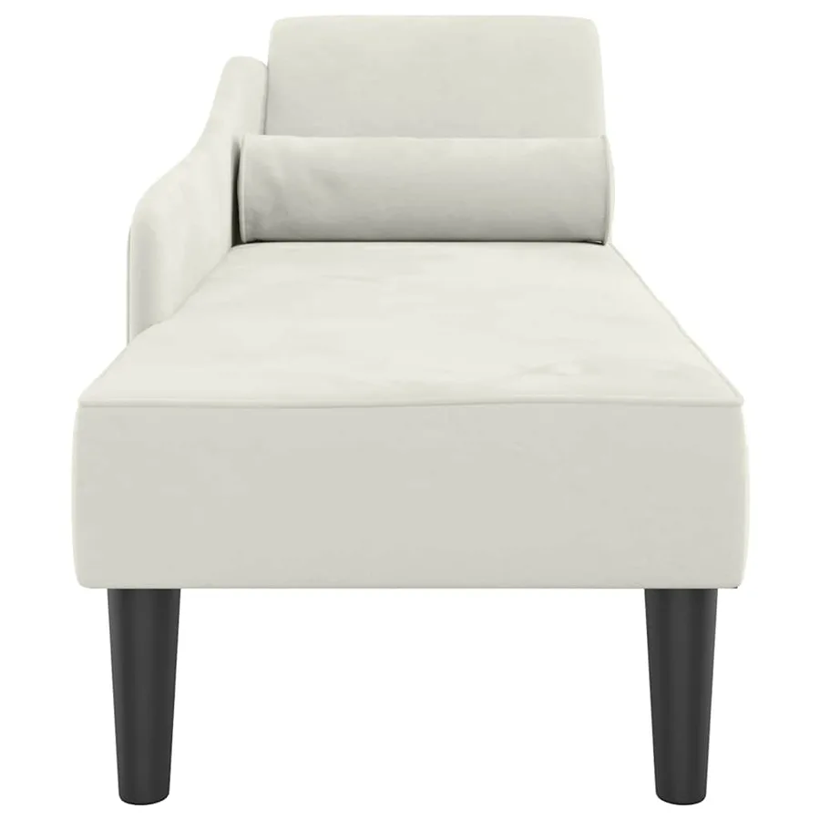 Chaise longue avec coussins crème velours - 4
