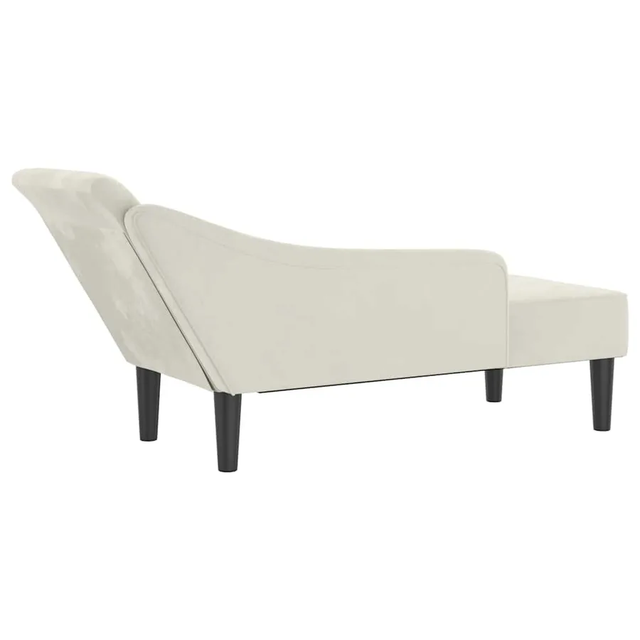 Chaise longue avec coussins crème velours - 5