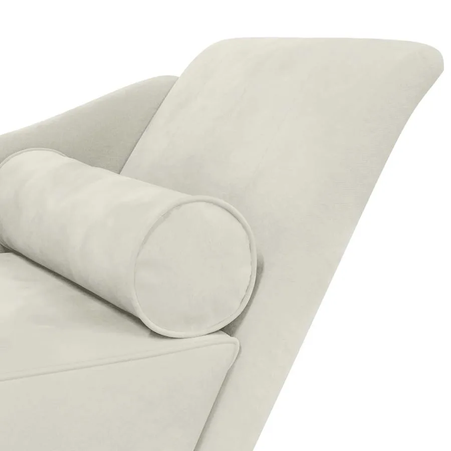 Chaise longue avec coussins crème velours - 6