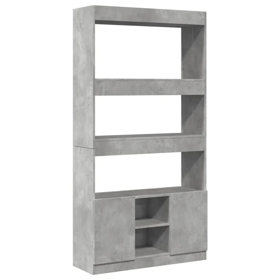 Buffet haut gris béton 92x33x180 cm bois d'ingénierie - 2