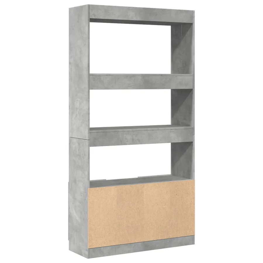 Buffet haut gris béton 92x33x180 cm bois d'ingénierie - 7