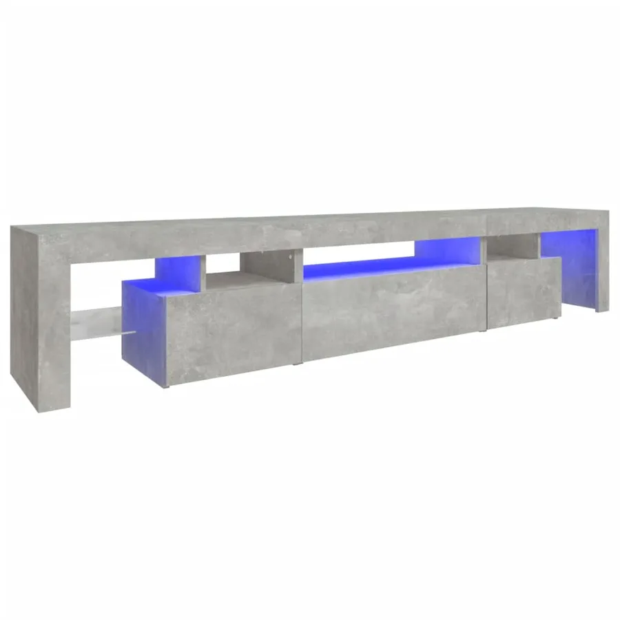 Meuble TV avec lumières LED Gris béton 215x36,5x40 cm - 2