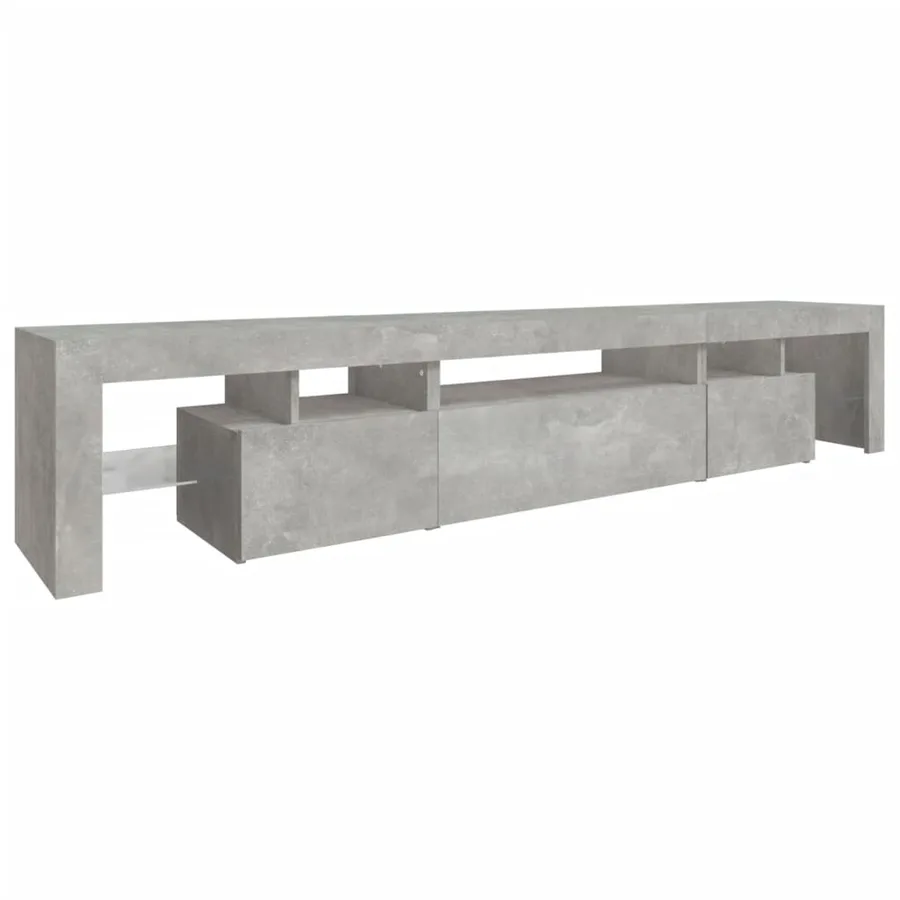 Meuble TV avec lumières LED Gris béton 215x36,5x40 cm - 7
