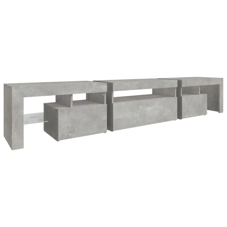Meuble TV avec lumières LED Gris béton 215x36,5x40 cm - 8
