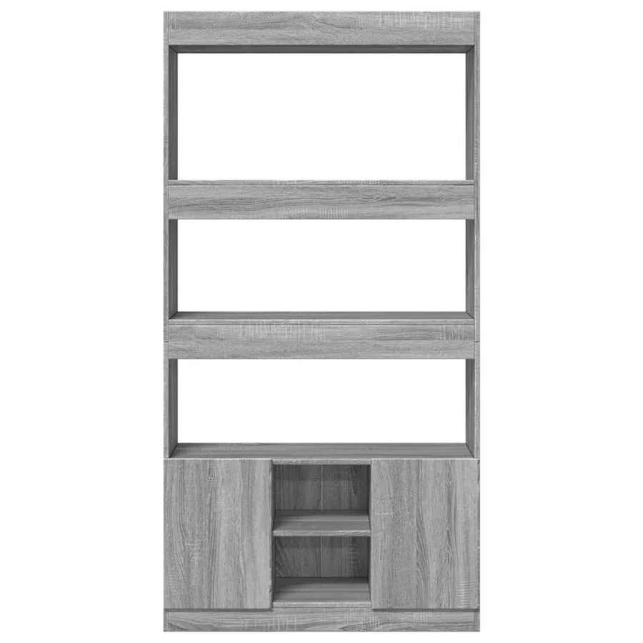 Buffet haut sonoma gris 92x33x180 cm bois d'ingénierie - 5