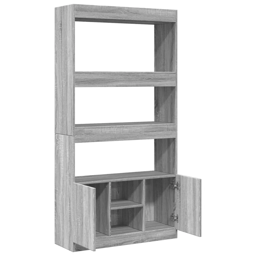 Buffet haut sonoma gris 92x33x180 cm bois d'ingénierie - 8