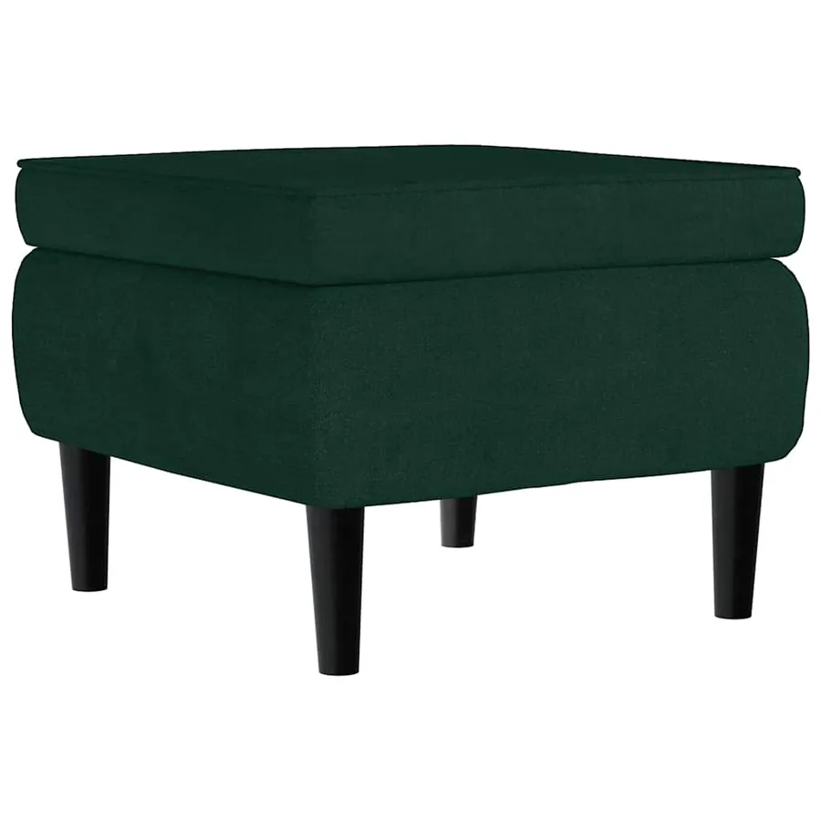 Fauteuil à oreilles avec tabouret vert foncé velours - 8