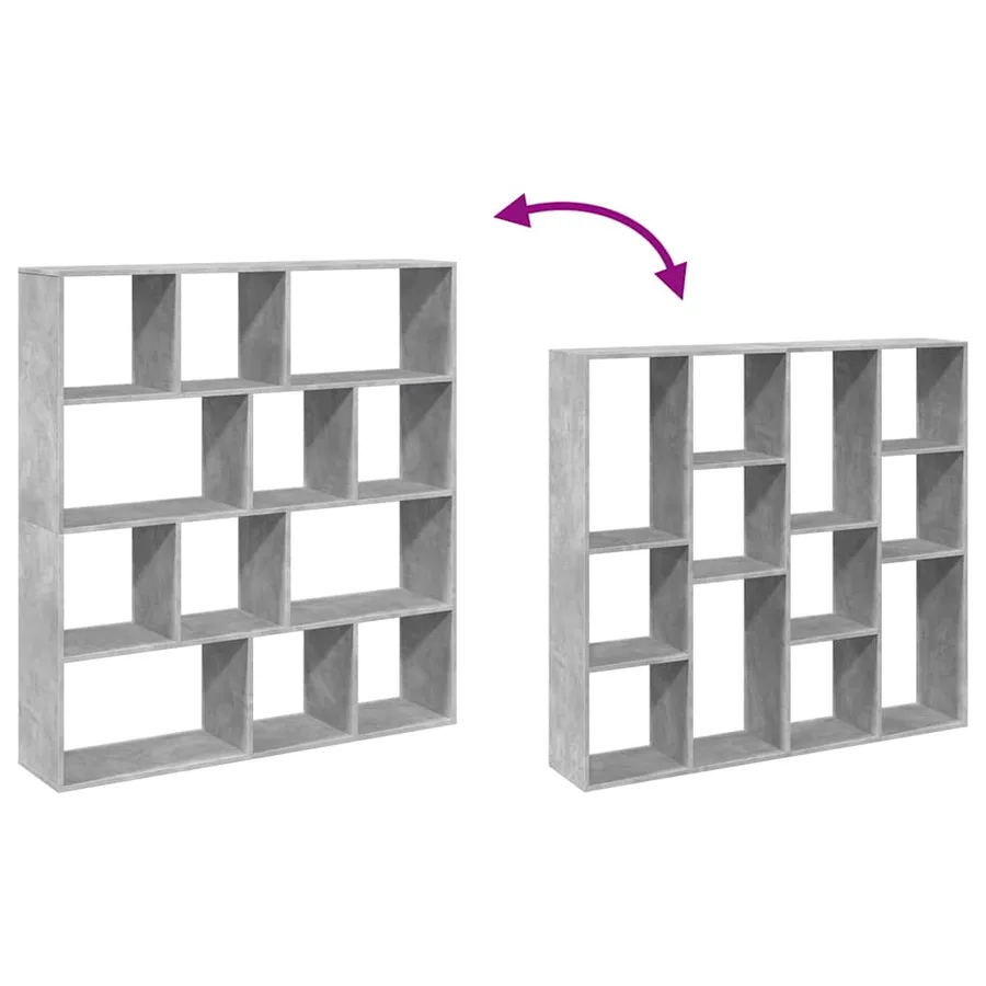 Bibliothèque gris béton 132x29x141,5 cm bois d'ingénierie - 8