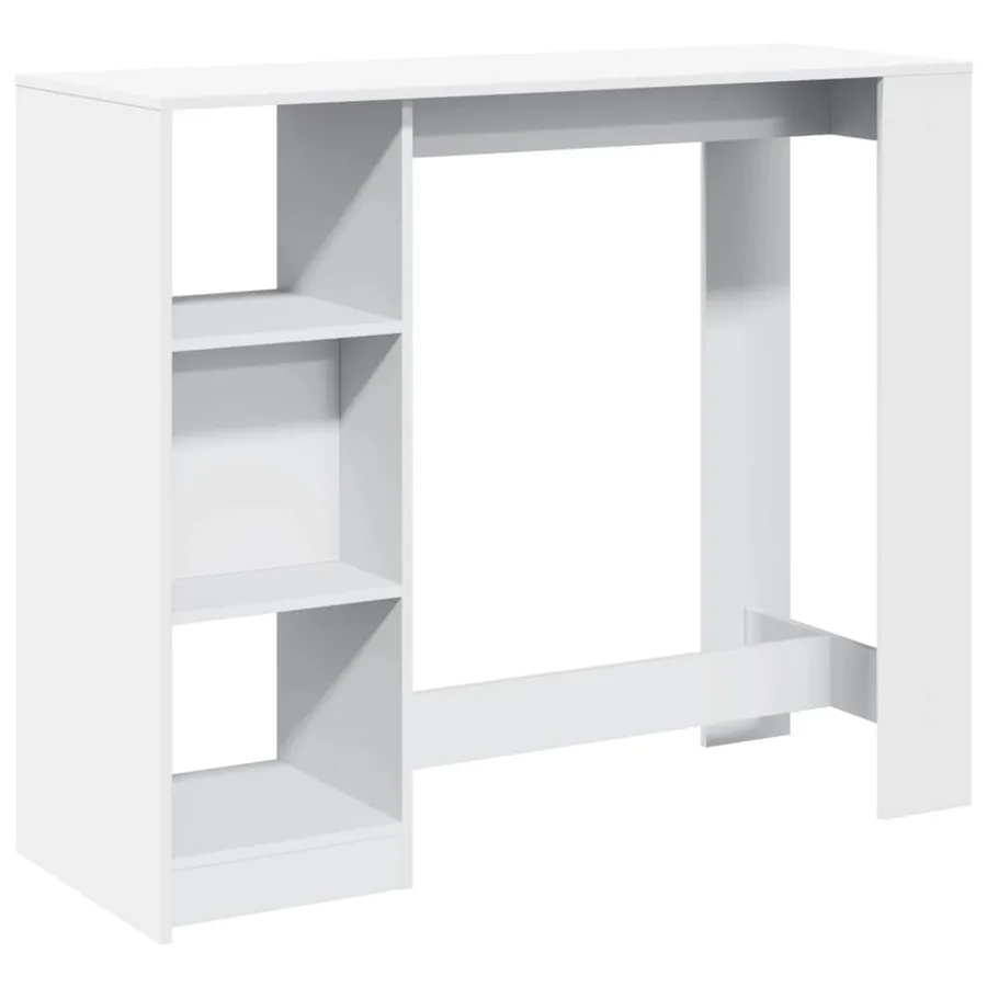 Table de bar et étagère blanc 124x46x103,5 cm bois d'ingénierie - 2