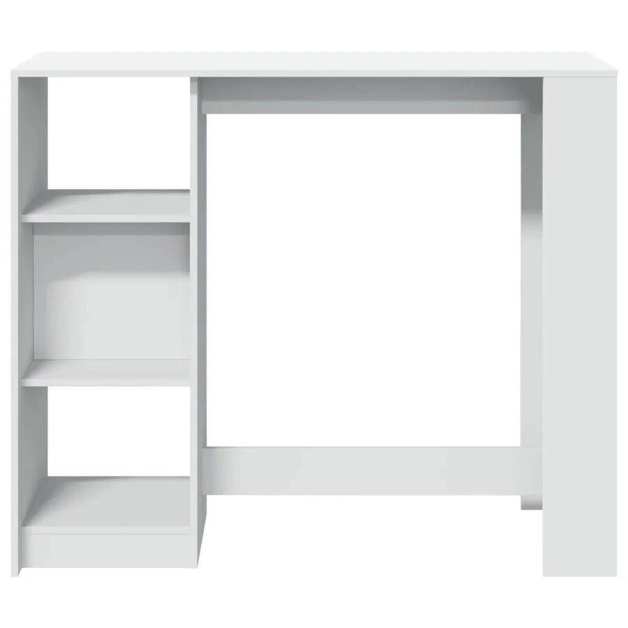 Table de bar et étagère blanc 124x46x103,5 cm bois d'ingénierie - 4