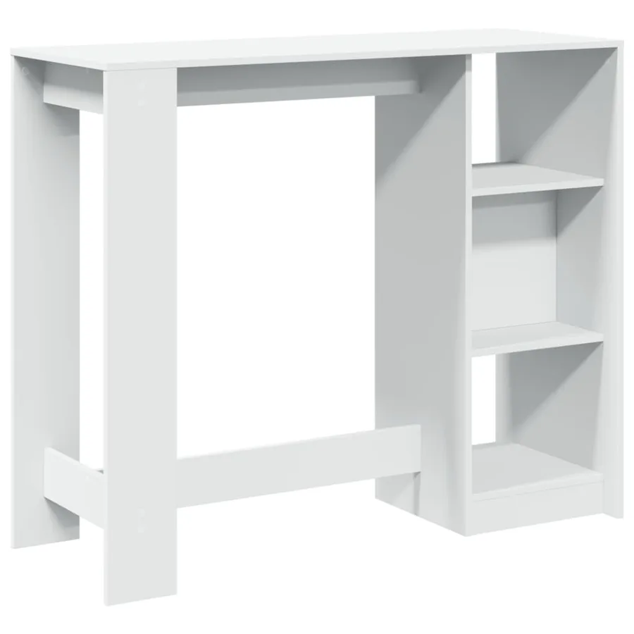 Table de bar et étagère blanc 124x46x103,5 cm bois d'ingénierie - 6