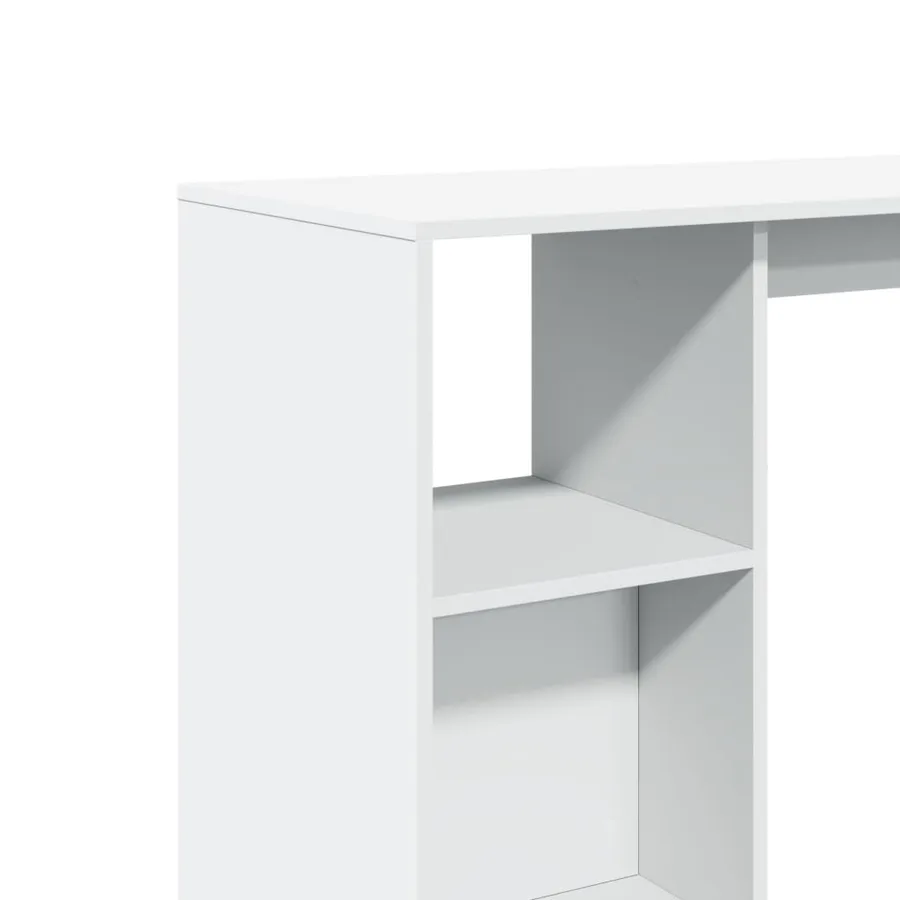 Table de bar et étagère blanc 124x46x103,5 cm bois d'ingénierie - 7
