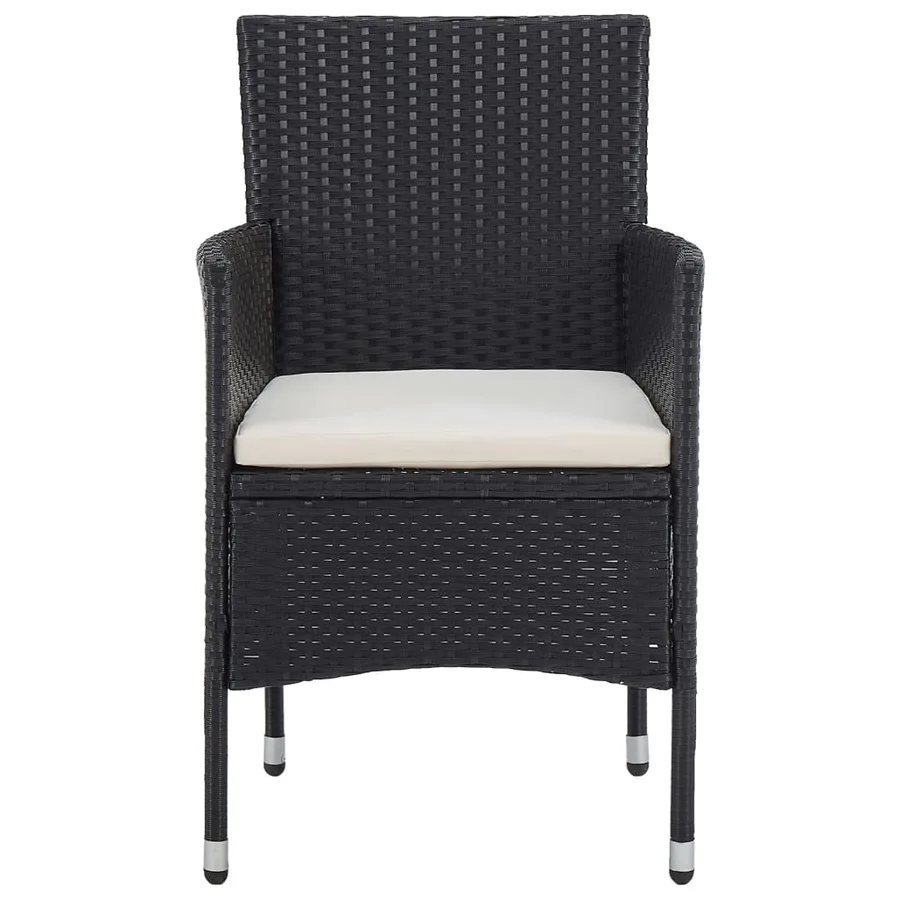 Ensemble à manger de jardin 5 pcs Résine tressée Noir - 4
