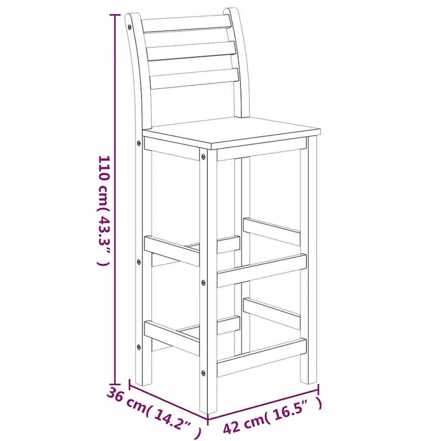 Ensemble de bar de jardin 7 pcs bois d'acacia solide - 10