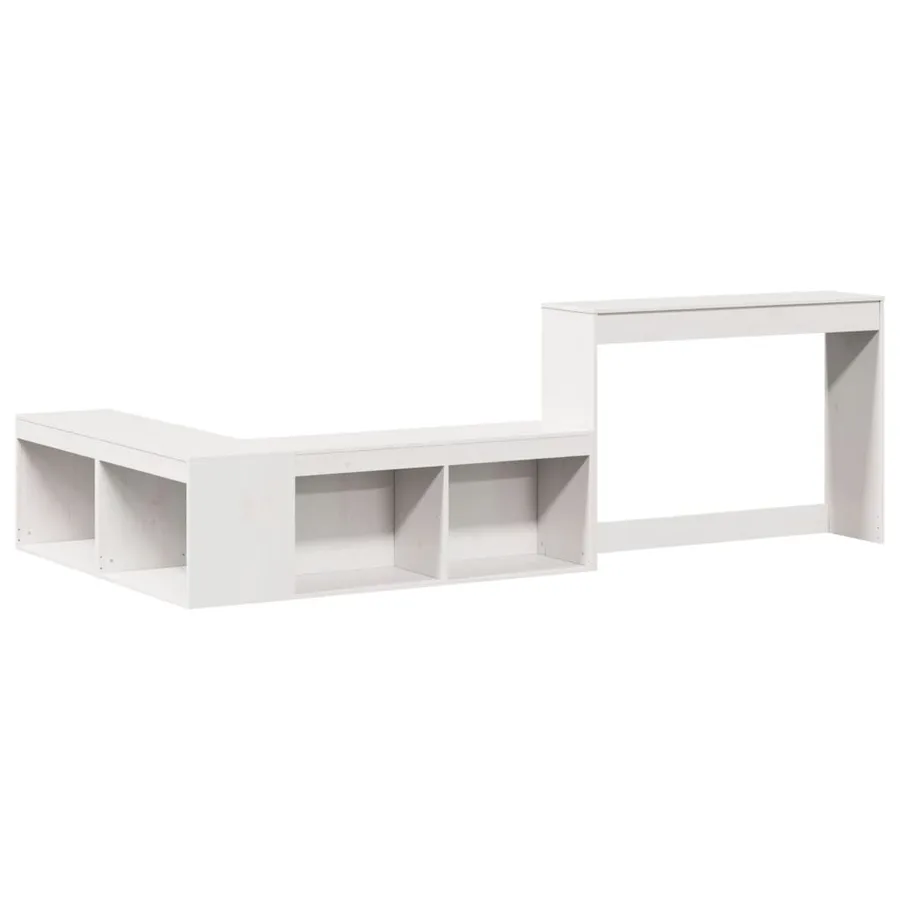 Table de chevet avec bureau blanc bois de pin massif - 3