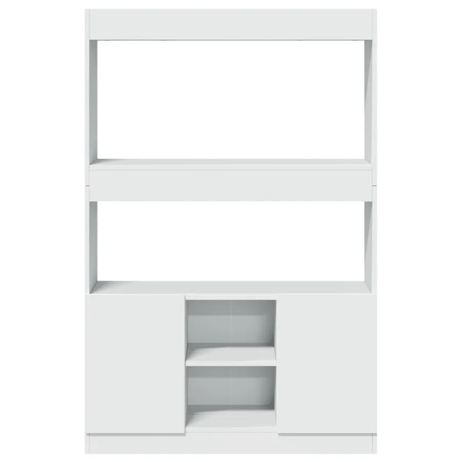 Buffet haut blanc 92x33x140 cm bois d'ingénierie - 5