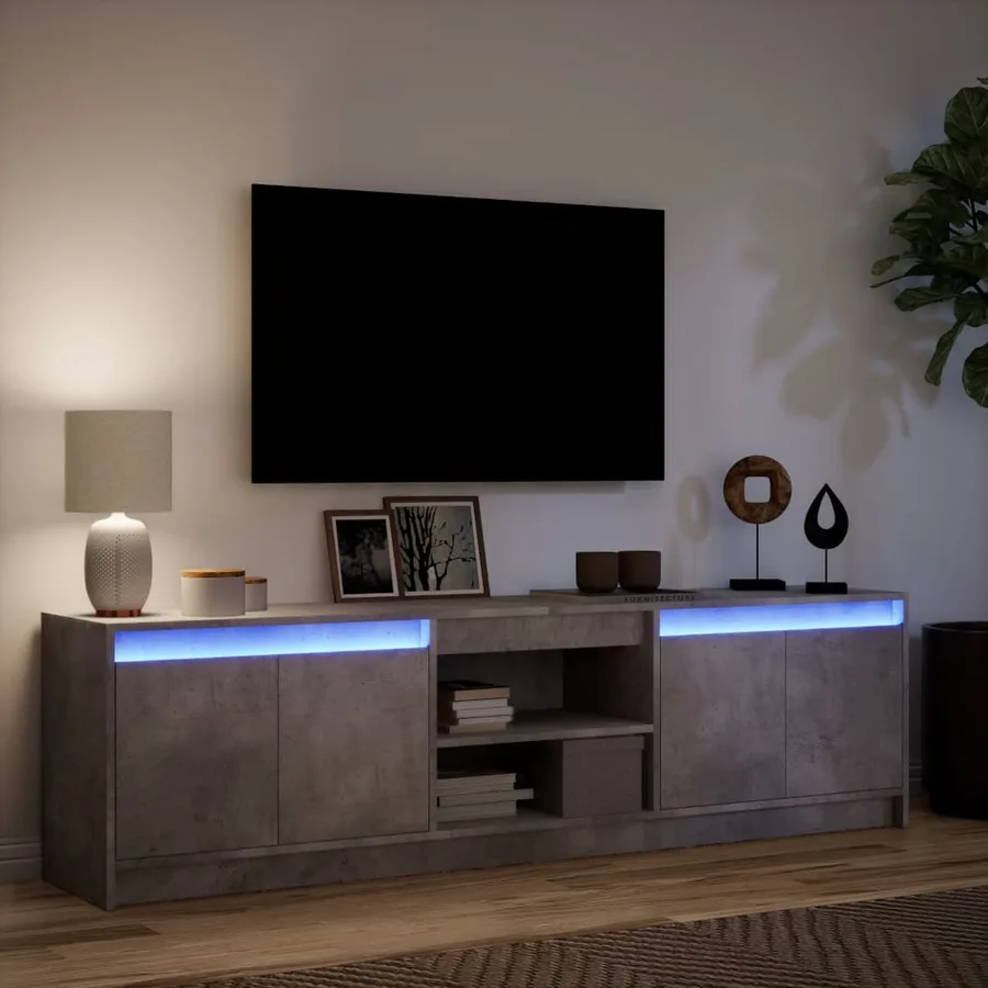 Meuble TV avec LED gris béton 180x34x50 cm bois d'ingénierie - 5