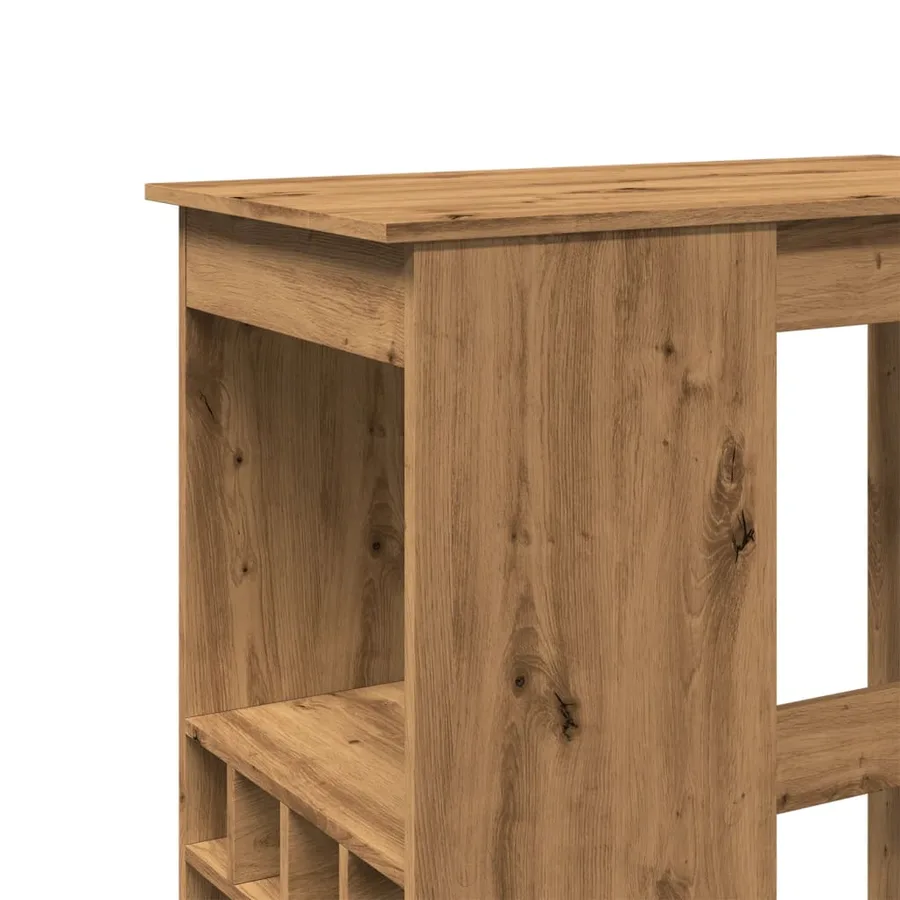 Table de bar avec étagères chêne artisanal bois d'ingénierie - 7