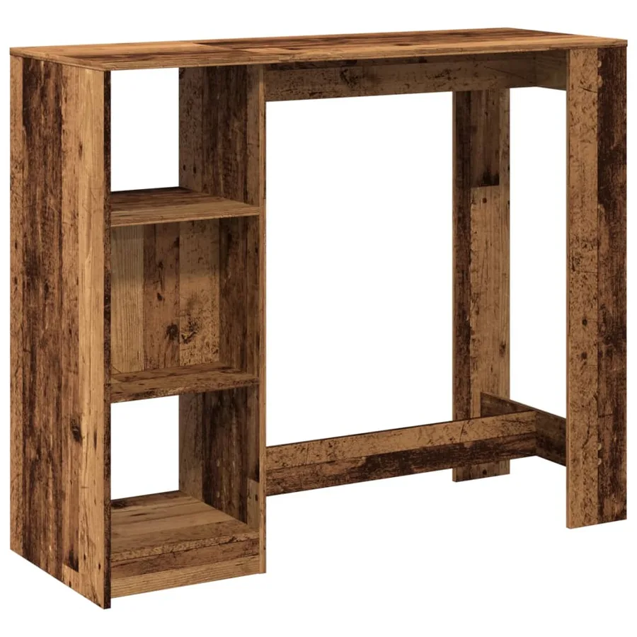 Table de bar avec étagère vieux bois bois d'ingénierie - 2