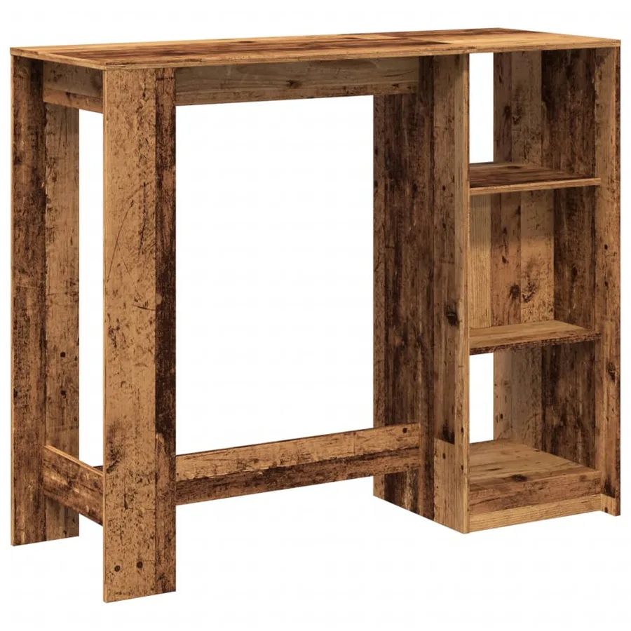 Table de bar avec étagère vieux bois bois d'ingénierie - 6