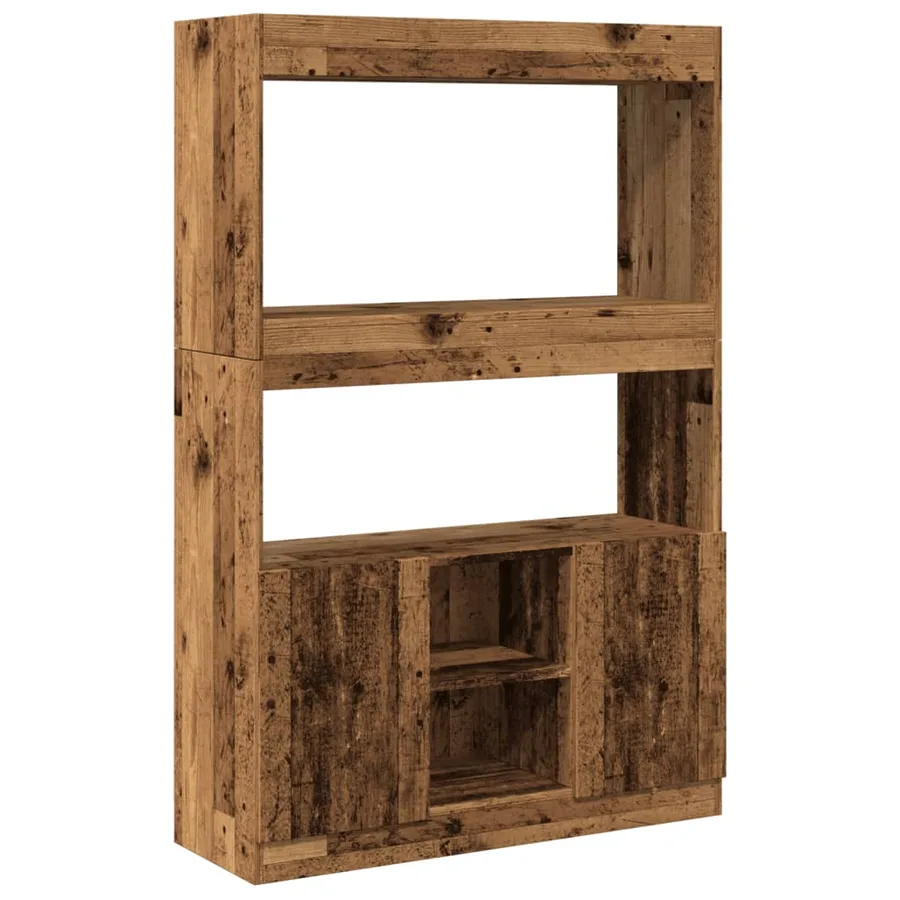 Buffet haut vieux bois 92x33x140 cm bois d'ingénierie - 2