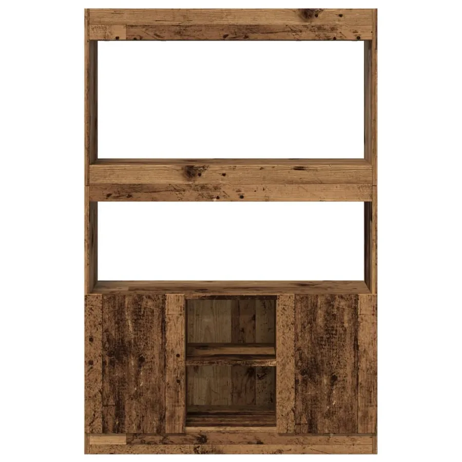 Buffet haut vieux bois 92x33x140 cm bois d'ingénierie - 5
