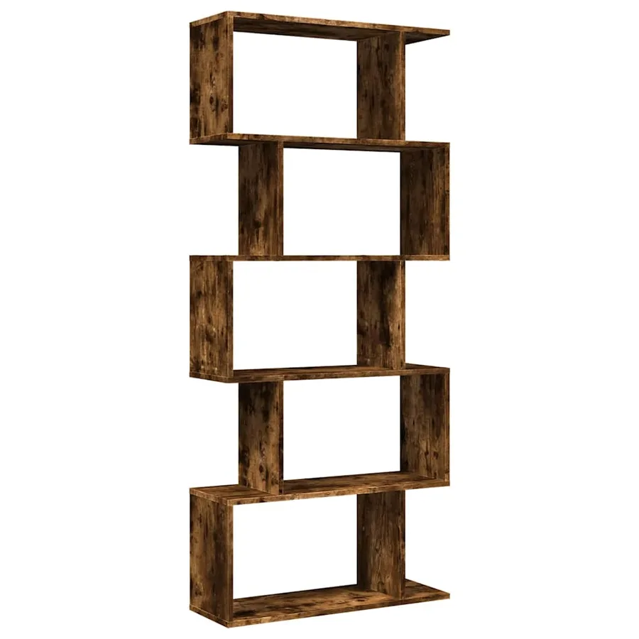 Étagère séparatrice de pièce à 5 niveaux chêne fumé 70x24x161cm - 2