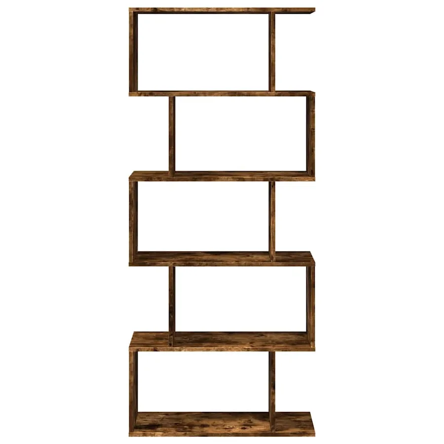 Étagère séparatrice de pièce à 5 niveaux chêne fumé 70x24x161cm - 5