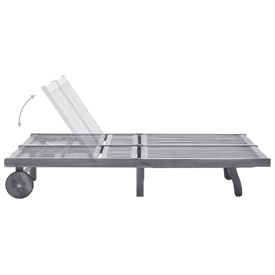 Chaise longue de jardin 2 places avec coussin Gris Acacia - 3