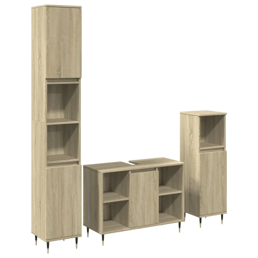 Ensemble de meubles de salle de bain 3 pcs chêne sonoma - 2