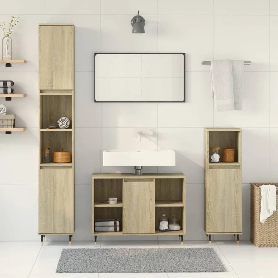 Ensemble de meubles de salle de bain 3 pcs chêne sonoma - 3
