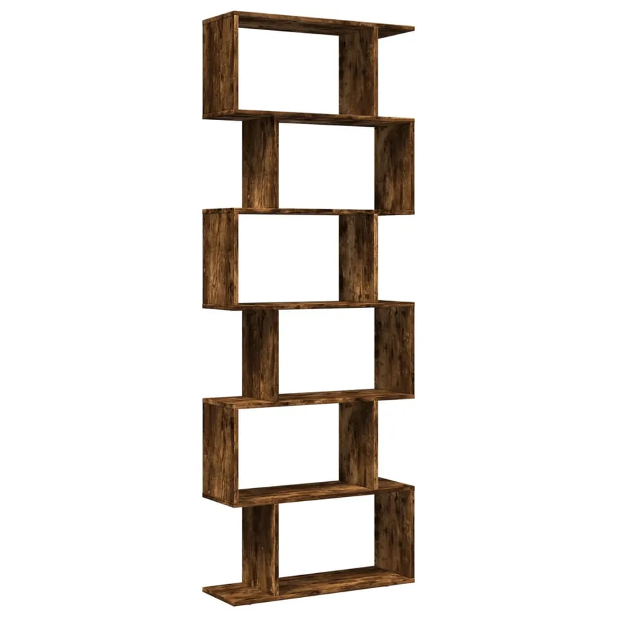Étagère séparatrice de pièce à 6 niveaux chêne fumé 70x24x193cm - 2