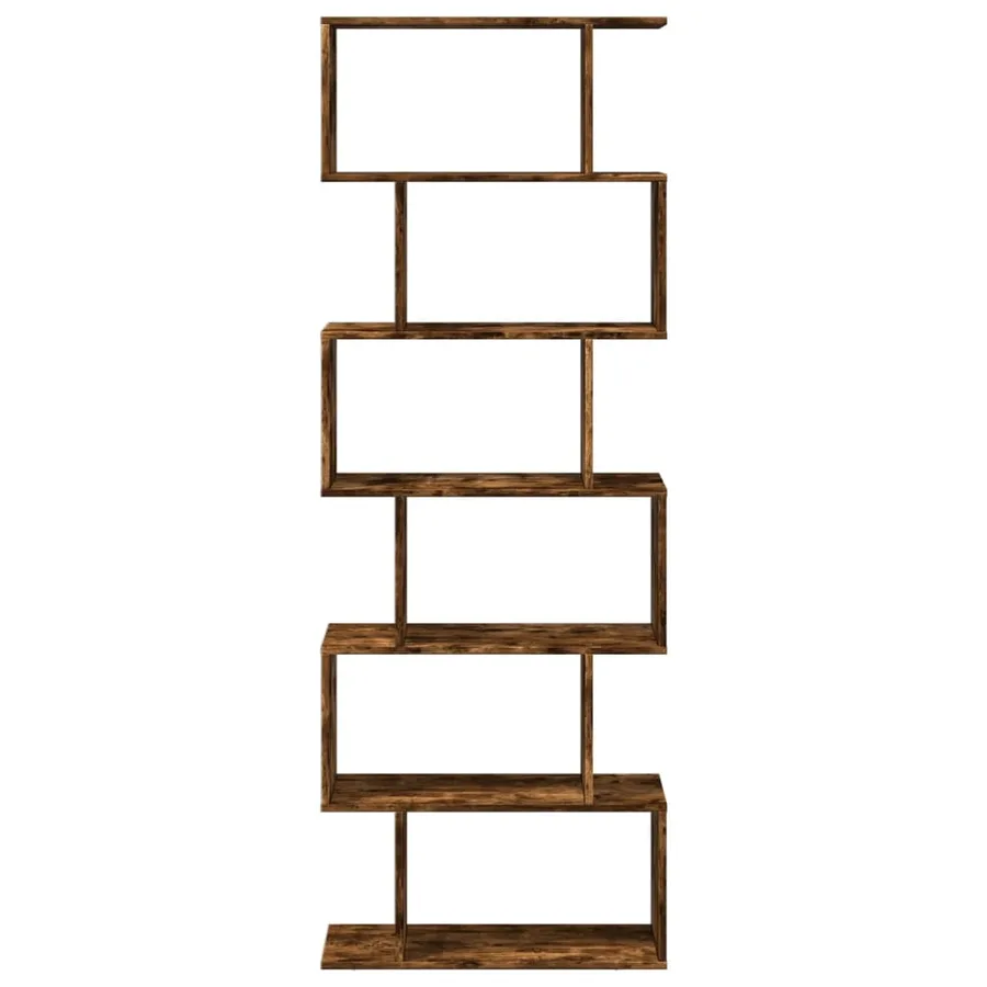 Étagère séparatrice de pièce à 6 niveaux chêne fumé 70x24x193cm - 5