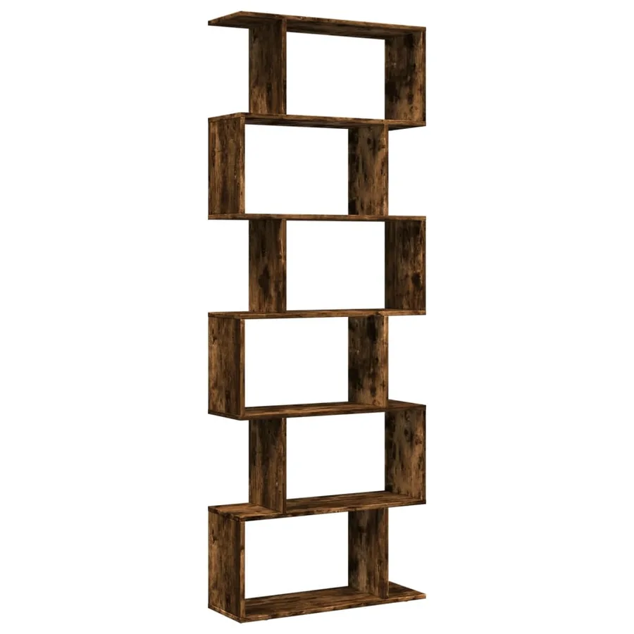 Étagère séparatrice de pièce à 6 niveaux chêne fumé 70x24x193cm - 6