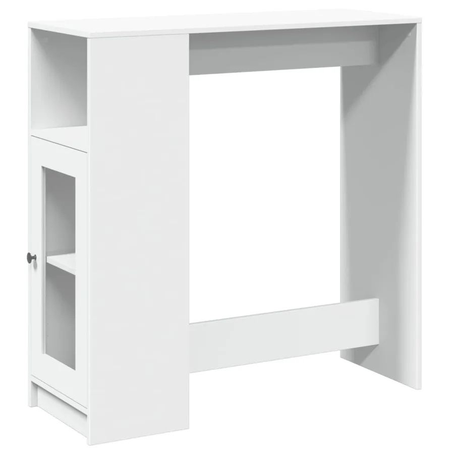 Table de bar avec étagères blanc bois d'ingénierie - 2