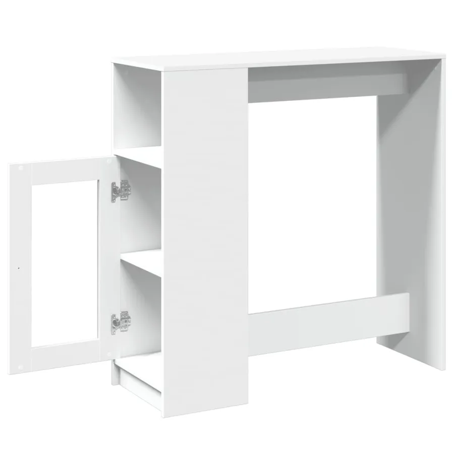 Table de bar avec étagères blanc bois d'ingénierie - 5
