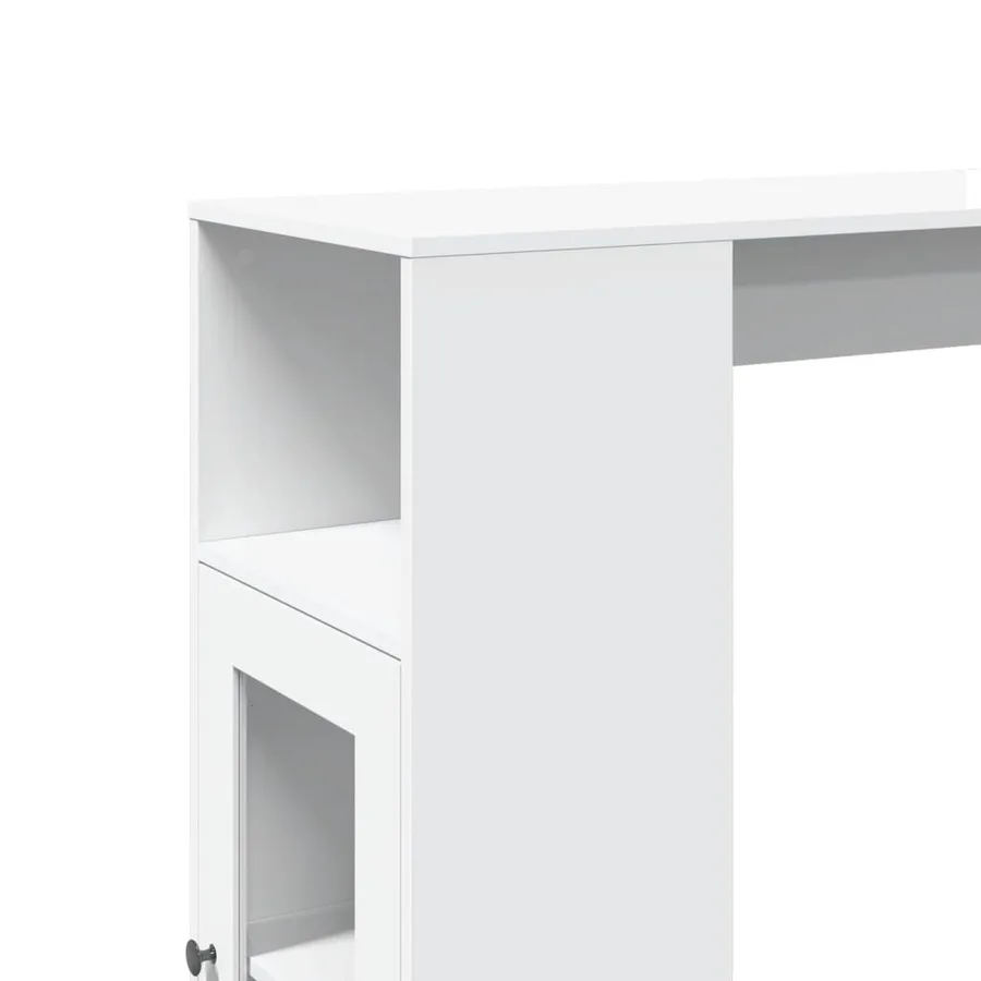 Table de bar avec étagères blanc bois d'ingénierie - 9